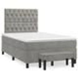 vidaXL Sommier à lattes de lit et matelas gris clair 120x190cm velours - 120 x 190 cm