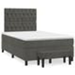 vidaXL Sommier à lattes de lit et matelas gris foncé 120x190cm velours - 120 x 190 cm