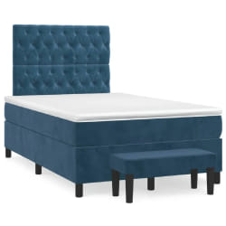 vidaXL Sommier à lattes de lit et matelas bleu foncé 120x190cm velours