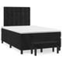 vidaXL Sommier à lattes de lit avec matelas noir 120x190 cm velours - 120 x 190 cm