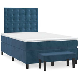 Vidaxl Sommier À Lattes De Lit Et Matelas Bleu Foncé 120x190cm Velours