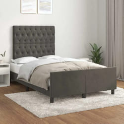 vidaXL Cadre de lit sans matelas gris foncé 120x190 cm velours - 120 x 190 cm