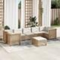 vidaXL Salon de jardin avec coussins 8 pcs beige résine tressée