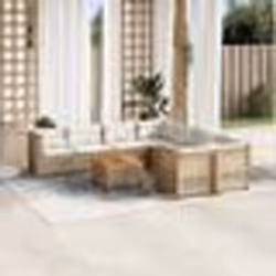 vidaXL Salon de jardin avec coussins 9 pcs beige résine tressée