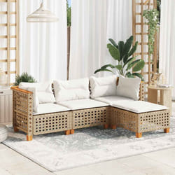 Vidaxl - Salon de jardin avec coussins 4 pcs beige résine tressée
