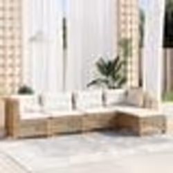 vidaXL Salon de jardin avec coussins 5 pcs beige résine tressée