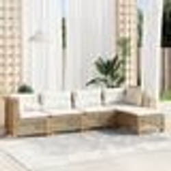 vidaXL Salon de jardin avec coussins 5 pcs beige résine tressée