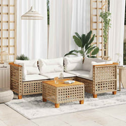 Vidaxl - Salon de jardin avec coussins 5 pcs beige résine tressée