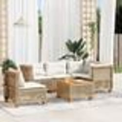 vidaXL Salon de jardin avec coussins 6 pcs beige résine tressée