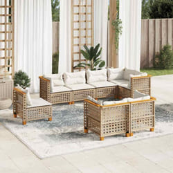 Vidaxl - Salon de jardin avec coussins 8 pcs beige résine tressée