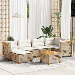 Vidaxl - Salon de jardin avec coussins 7 pcs beige résine tressée