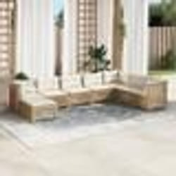 vidaXL Salon de jardin avec coussins 8 pcs beige résine tressée