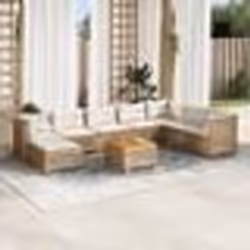 vidaXL Salon de jardin avec coussins 9 pcs beige résine tressée