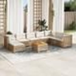 vidaXL Salon de jardin avec coussins 9 pcs beige résine tressée