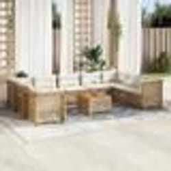 vidaXL Salon de jardin avec coussins 10 pcs beige résine tressée