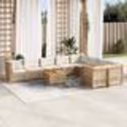 vidaXL Salon de jardin avec coussins 10 pcs beige résine tressée