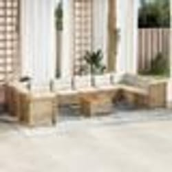vidaXL Salon de jardin 11 pcs avec coussins beige résine tressée