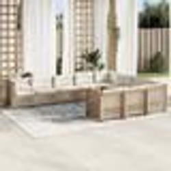 vidaXL Salon de jardin avec coussins 10 pcs beige résine tressée