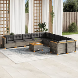 Vidaxl - Salon de jardin 11 pcs avec coussins gris résine tressée