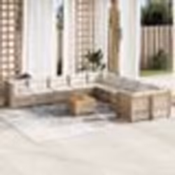 vidaXL Salon de jardin 11 pcs avec coussins beige résine tressée