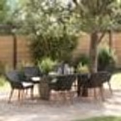 vidaXL Ensemble de salle à manger de jardin 7 pièces Noir Poly Rotin