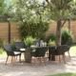 vidaXL Ensemble de salle à manger de jardin 7 pièces Noir Poly Rotin