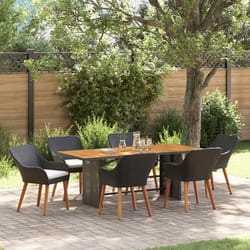 vidaXL Ensemble salle à manger jardin 7 pièces en poly rotin noir 3261623