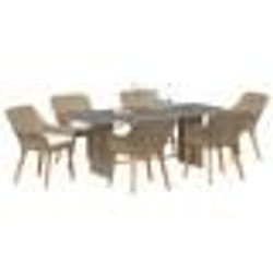 vidaXL Ensemble de Salle à Manger 7 Pièces Beige Poly Rattan