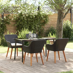 vidaXL Ensemble de salle à manger pour jardin 5 pcs Noir polyrotin