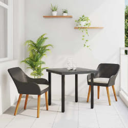 vidaXL Ensemble de jardin 3 pièces en rotin poly noir