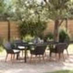 vidaXL Ensemble de 7 pièces jardin en poly rotin noir