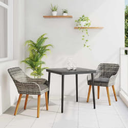 vidaXL Ensemble de salle à manger de jardin 3 pièces en rattan poly gris