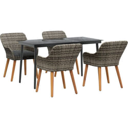 Ensemble de repas de jardin 5 pièces en poly rattan gris vidaXL