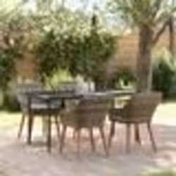 vidaXL Ensemble repas jardin 5 pièces Gris Poly Rattan