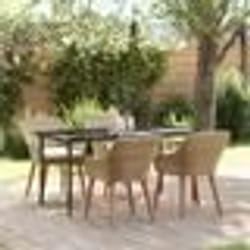 vidaXL Ensemble de salle à manger de jardin 5 pièces beige en poly rattan