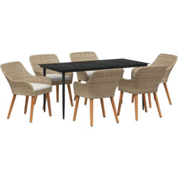 Vidaxl - Ensemble salle à manger jardin 7 pièces Rotin Polybeige