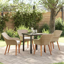 vidaXL Ensemble de salle à manger de jardin 5 pièces en rattan poly beige