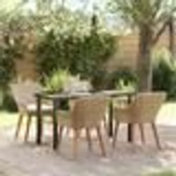 vidaXL Ensemble de salle à manger de jardin 5 pièces en rattan poly beige