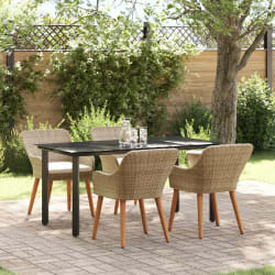 vidaXL Ensemble de salle à manger de jardin 5 pièces Beige Poly Rattan
