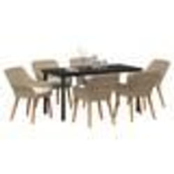 vidaXL Set de salle à manger de jardin 7 pièces en poly rattan beige