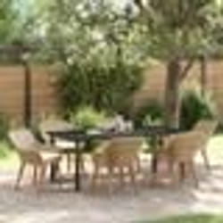vidaXL Ensemble de salle à manger de jardin de 7 pièces beige en poly rotin