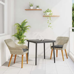 vidaXL Ensemble de salle à manger 3 pcs Gris clair Poly rotin