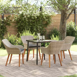 vidaXL Ensemble de salle à manger 5 pcs Gris clair Poly rotin