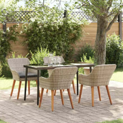 vidaXL Ensemble de salle à manger 5 pcs Gris clair Poly rotin