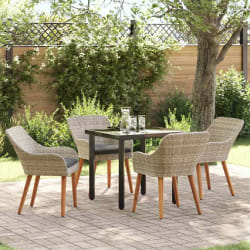 vidaXL Ensemble de salle à manger 5 pcs Gris clair Poly rotin