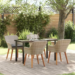 vidaXL Ensemble de salle à manger 5 pcs Gris clair Poly rotin