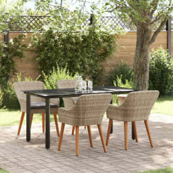 vidaXL Ensemble de salle à manger 5 pcs Gris clair Poly rotin