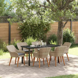 vidaXL Ensemble de salle à manger 7 pcs Gris clair Poly rotin