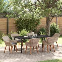 vidaXL Ensemble de salle à manger 7 pcs Gris clair Poly rotin