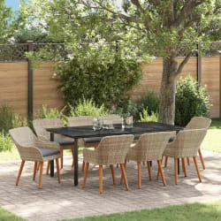 vidaXL Ensemble de salle à manger 9 pcs Gris clair Poly rotin